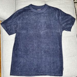 Navy Striped Velour Tee